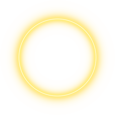 Yellow Neon round frame. Shining circle banner. Vector illus