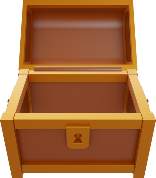 Front View Realistic Opened Wooden Treasure Box