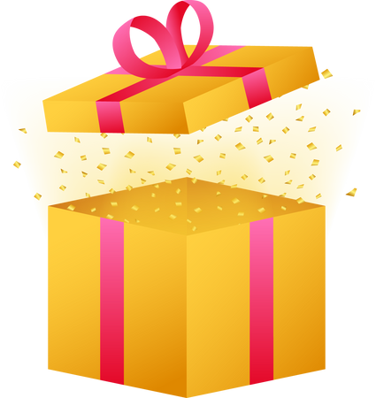Gold prizes box in amazing