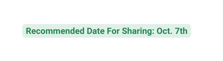 Recommended Date For Sharing Oct 7th