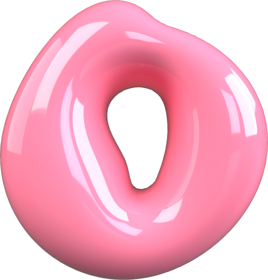 Pink 3D Bubble Gum Uppercase Letter O