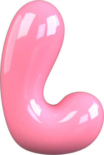 Pink 3D Bubble Gum Uppercase Letter L