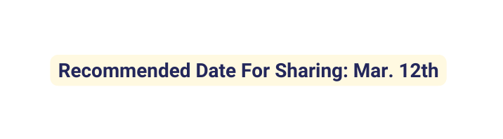 Recommended Date For Sharing Mar 12th